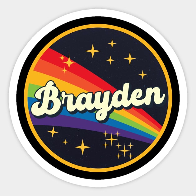 Brayden // Rainbow In Space Vintage Style Sticker by LMW Art